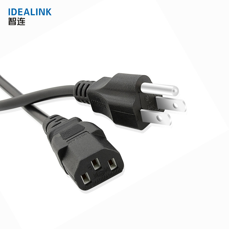 Good quality custom usa power cable 3 pin plug computer power cord from the guangzhou supplier