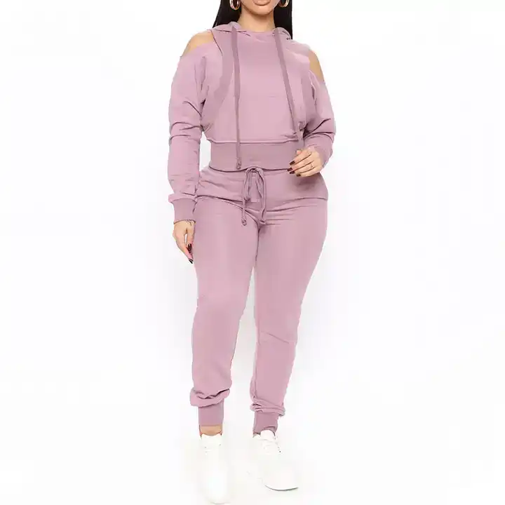 OEM Hot Sale Thick Fleece Wholesale Women Clothing Sweatpants Hoodie Jogger Sets Plain Blank Women Sweatsuit Set Tracksuit