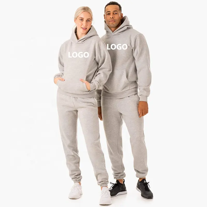 Custom Cotton Fleece Sweatsuit Outfit Unisex Oversized Sweat pant And Hoodie Set Men Women Jogger 2 Piece Set Unisex Tracksuit