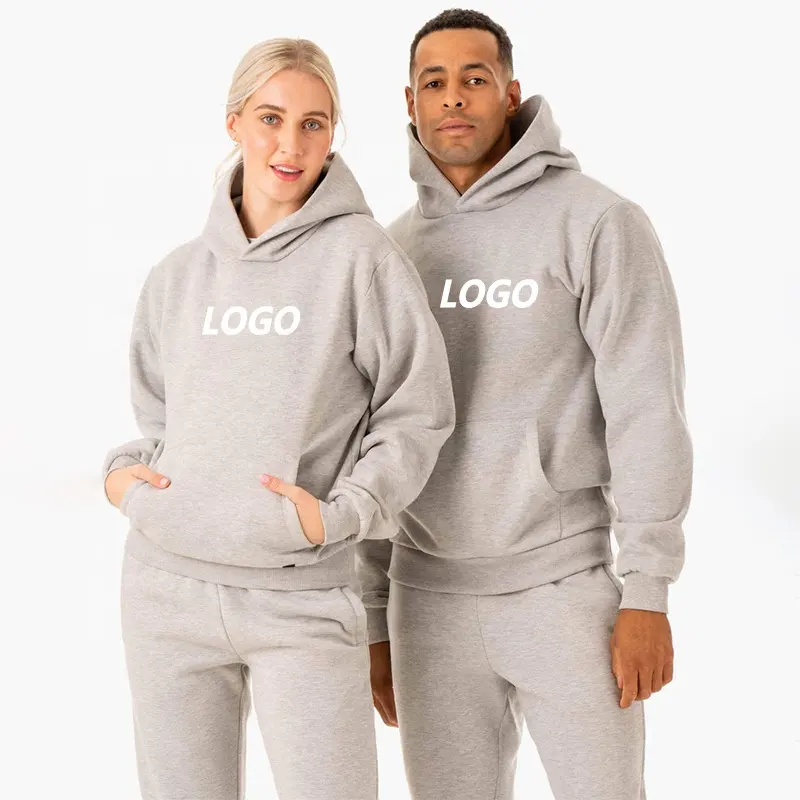 Custom Cotton Fleece Sweatsuit Outfit Unisex Oversized Sweat pant And Hoodie Set Men Women Jogger 2 Piece Set Unisex Tracksuit