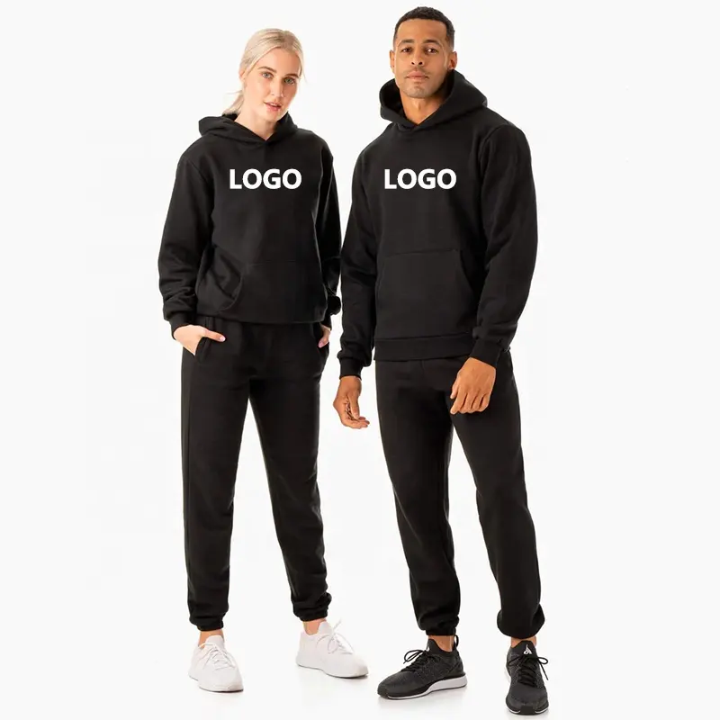 Custom Cotton Fleece Sweatsuit Outfit Unisex Oversized Sweat pant And Hoodie Set Men Women Jogger 2 Piece Set Unisex Tracksuit