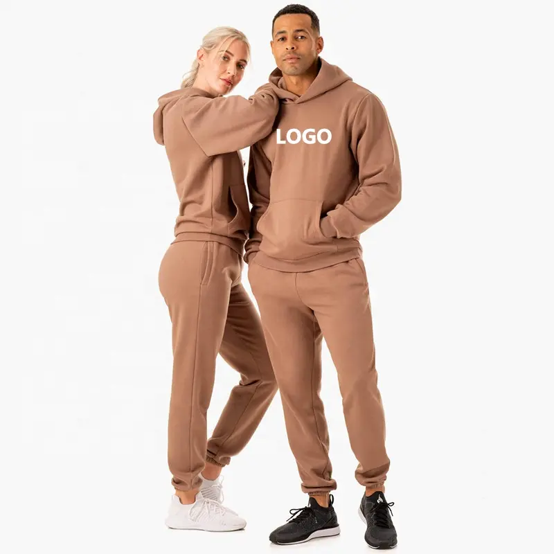 Custom Cotton Fleece Sweatsuit Outfit Unisex Oversized Sweat pant And Hoodie Set Men Women Jogger 2 Piece Set Unisex Tracksuit