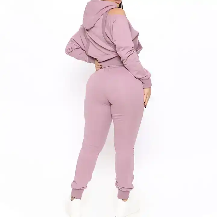 OEM Hot Sale Thick Fleece Wholesale Women Clothing Sweatpants Hoodie Jogger Sets Plain Blank Women Sweatsuit Set Tracksuit