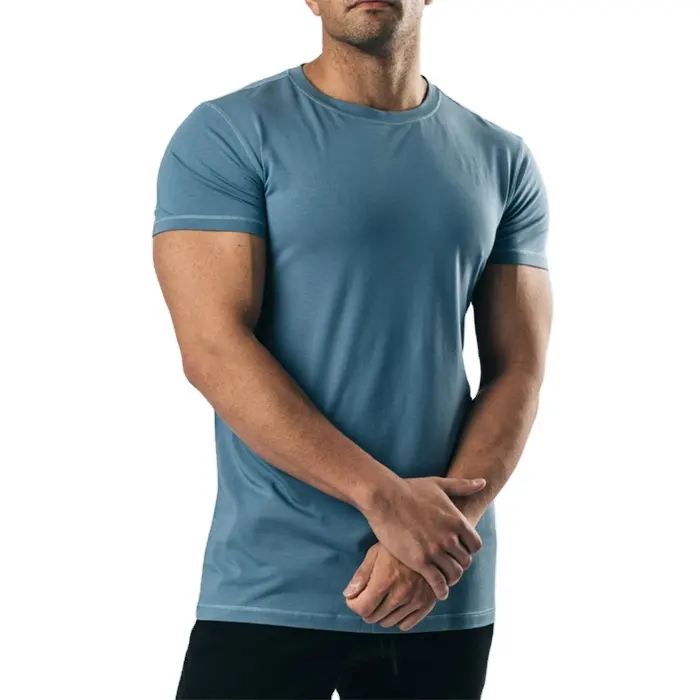 High Quality 95 Cotton 5 Spandex T Shirts Tee Basic Blank Plain Mens Slim Fit T Shirt Wholesale