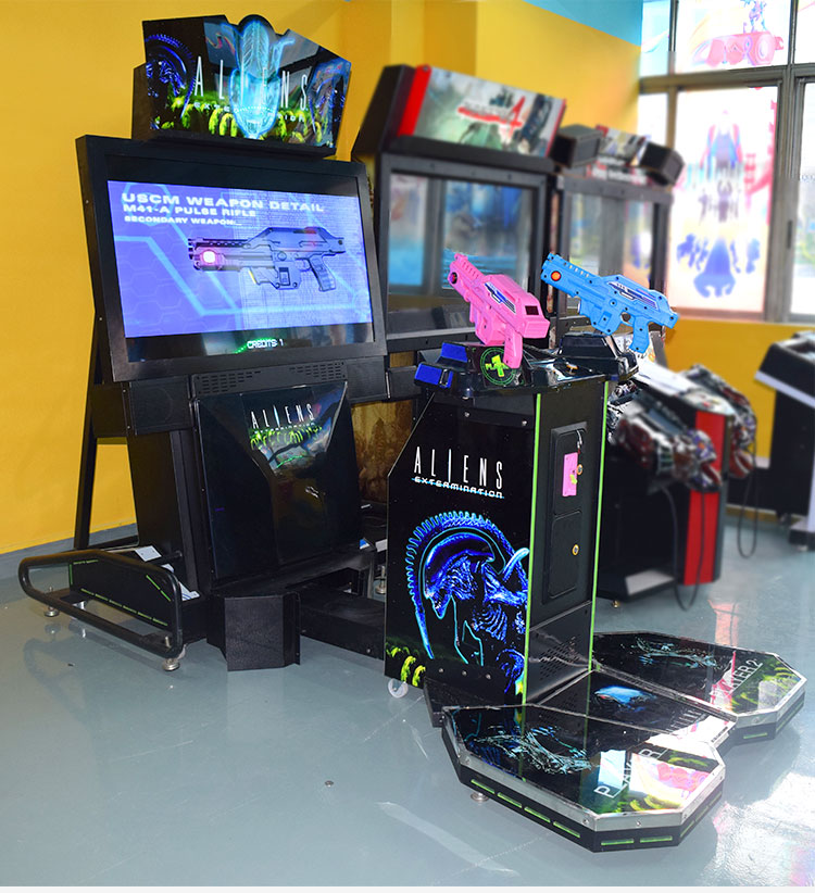 Coin arcade operated shooting Alien Armageddon game machine amusement park for kids