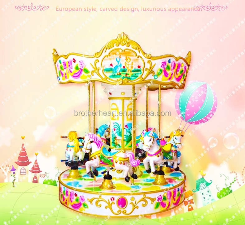 Mini carousel house equipment kiddie ride merry go round kids 3 players bee indoor entertainment for sale