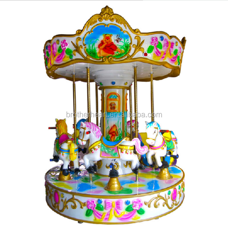 Mini carousel house equipment kiddie ride merry go round kids 3 players bee indoor entertainment for sale