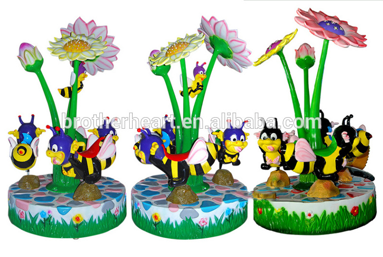 amusement park coin operated merry go round three players kids indoor bee carousel outdoor children kiddie rides horses