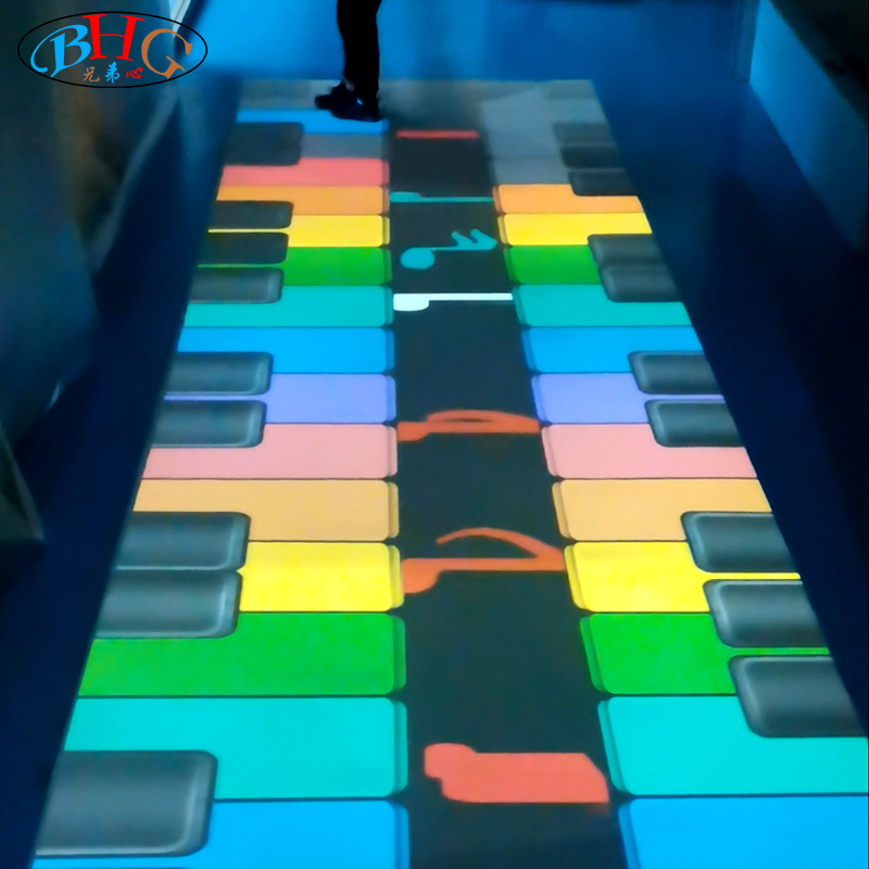 cheap price large size high accuracy 3D AR interactive  floor projector game 3D digital dance floor piano simulator for kids