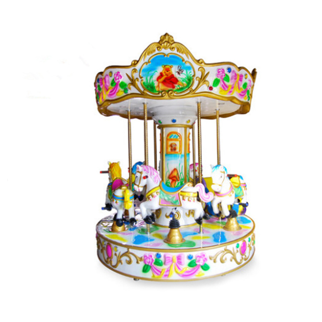 Mini carousel house equipment kiddie ride merry go round kids 3 players bee indoor entertainment for sale