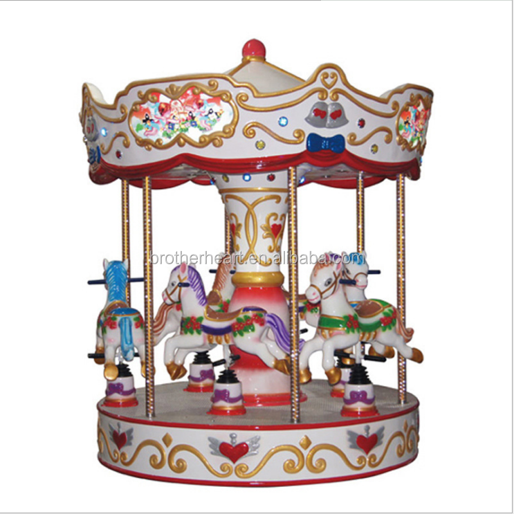 Mini carousel house equipment kiddie ride merry go round kids 3 players bee indoor entertainment for sale