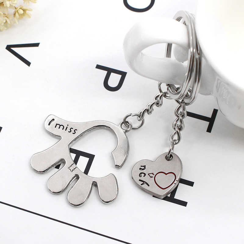 2pcs/Set Antique Silver Alloy  Matching Heart Lovers Couples Him And Her Keychains Key Ring - Valentines Gift