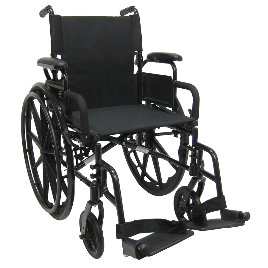 Steel Wheelchair with Swing away Footrests 20in Seat Silla de ruedas