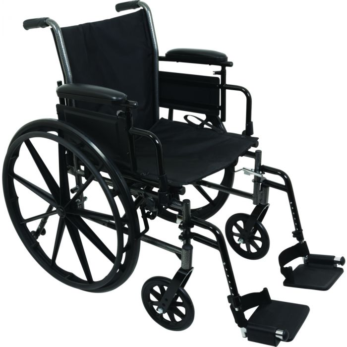 Steel Wheelchair with Swing away Footrests 20in Seat Silla de ruedas