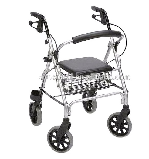 manufacturer of Rehabilitation cane Walking Medical  Folding Walking Frame Walker with Seat and Footrest.