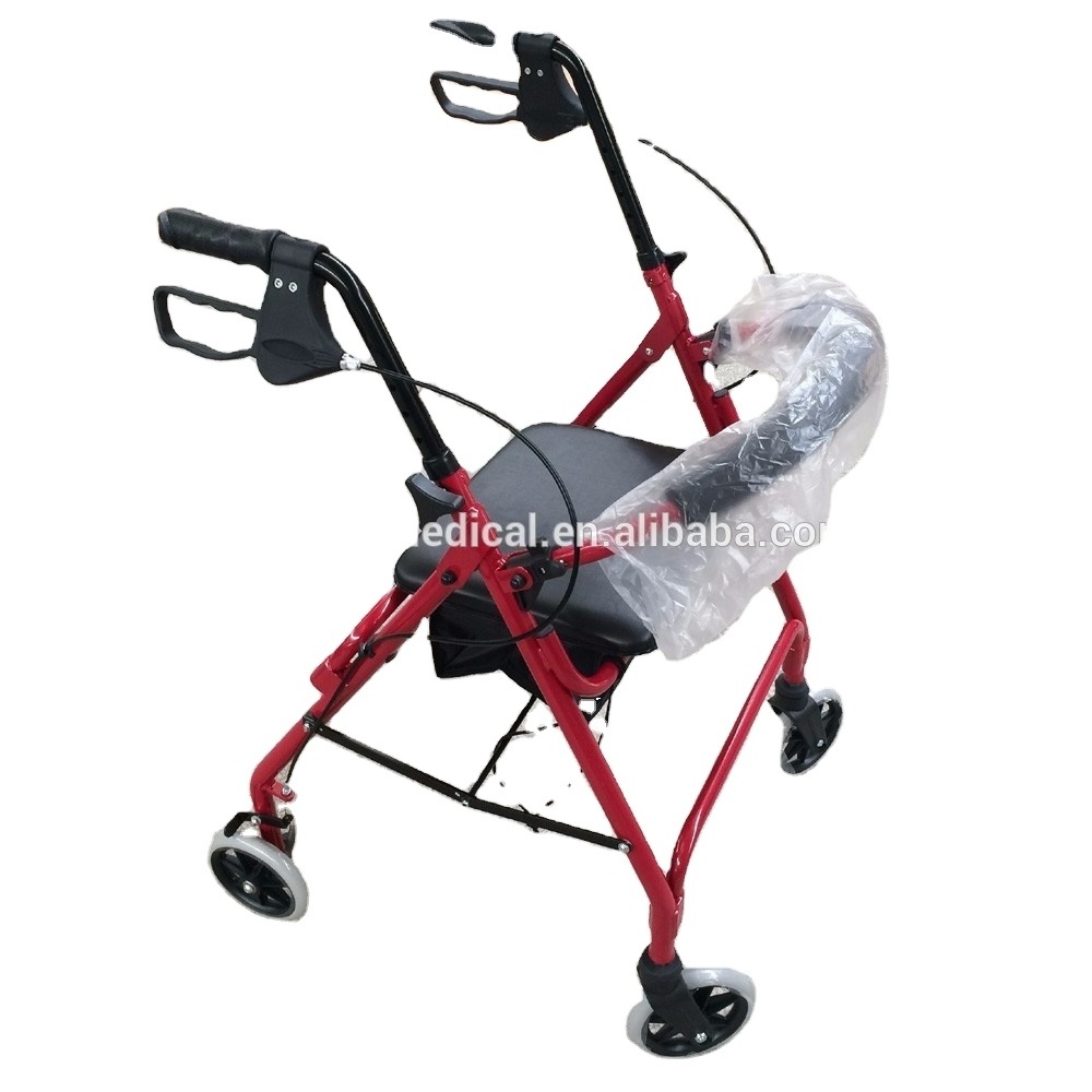 manufacturer of Rehabilitation cane Walking Medical  Folding Walking Frame Walker with Seat and Footrest.