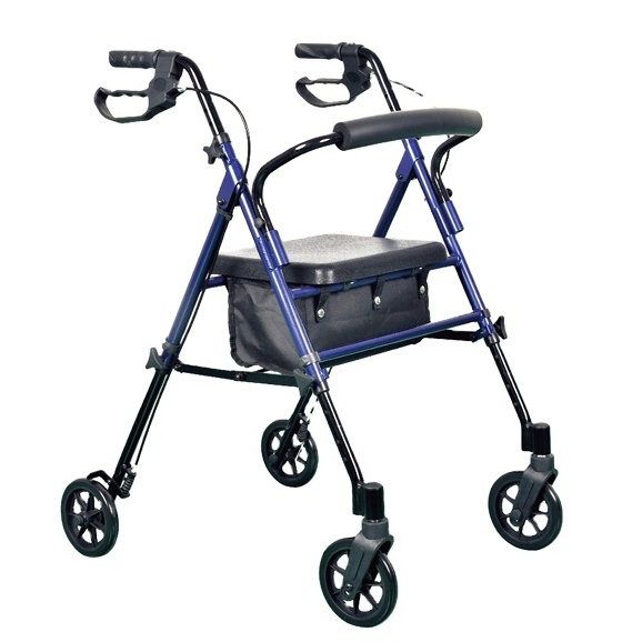 manufacturer of Rehabilitation cane Walking Medical  Folding Walking Frame Walker with Seat and Footrest.