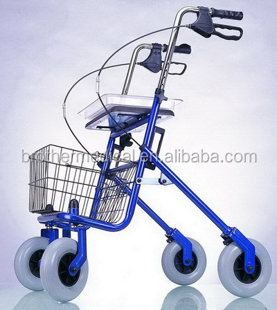 2023 Shopping cart walking aid double use Light weight folding Rollator Walker with wheels for elderly