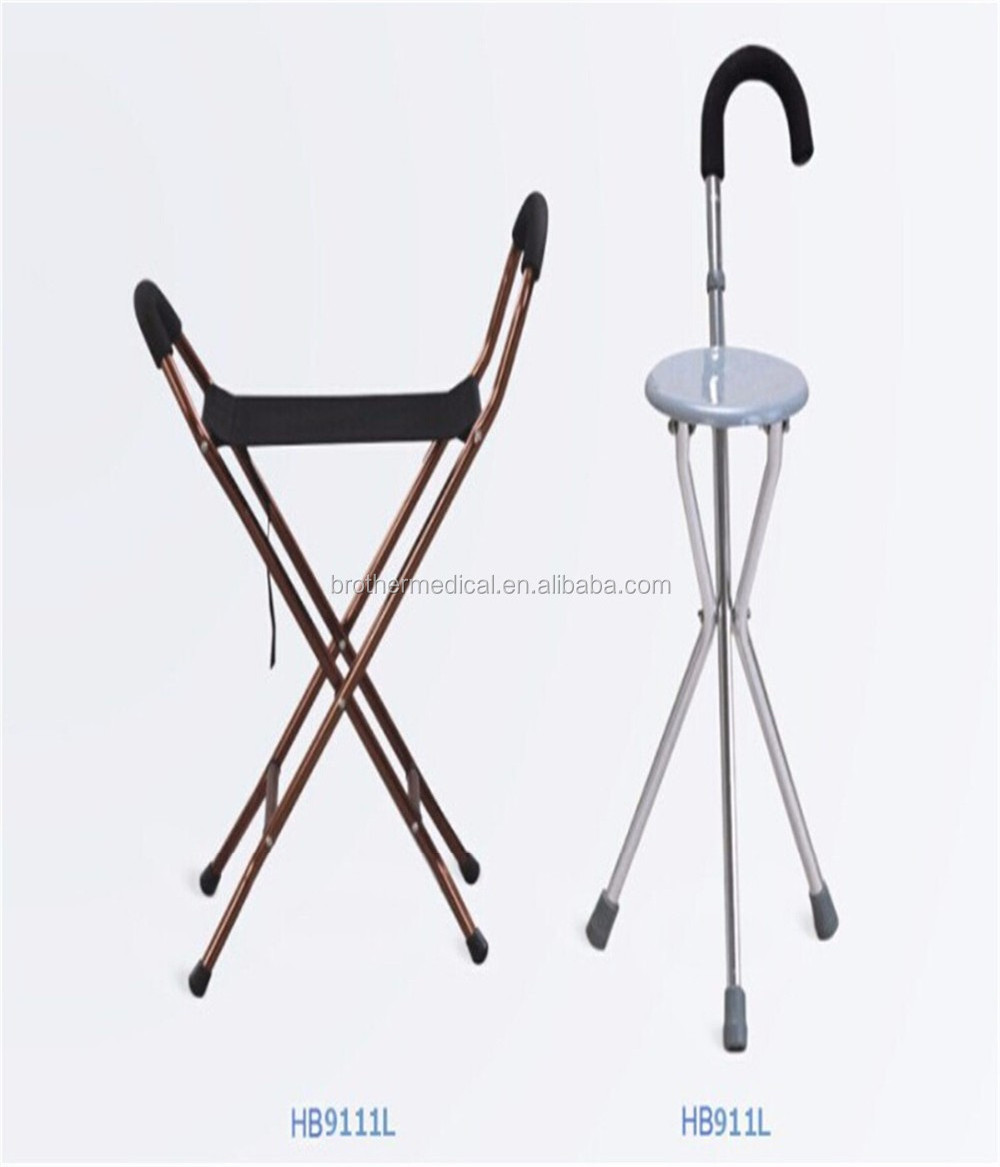 Outdoor Travel Folding Stool Chair Elderly Cane Stool Three-legged Old Man Walking Stick Cane Chair