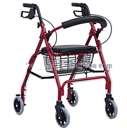 manufacturer of Rehabilitation cane Walking Medical  Folding Walking Frame Walker with Seat and Footrest.