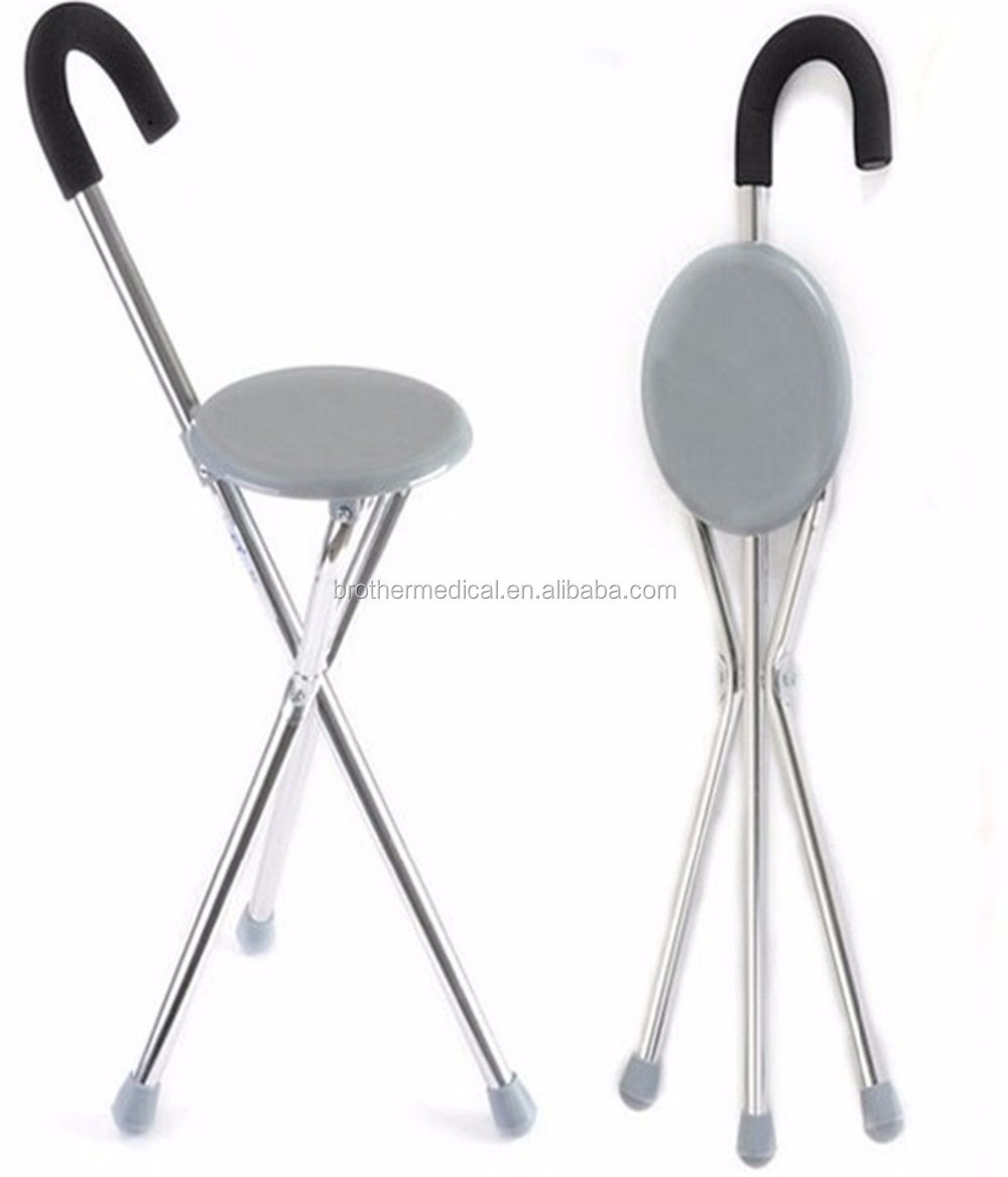 Outdoor Travel Folding Stool Chair Elderly Cane Stool Three-legged Old Man Walking Stick Cane Chair