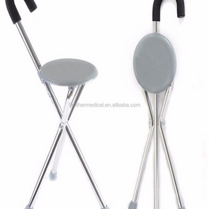 Outdoor Travel Folding Stool Chair Elderly Cane Stool Three-legged Old Man Walking Stick Cane Chair