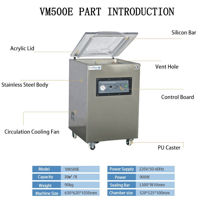 Bropack Commercial Chamber Vacuum Sealer Machine,Food Meat packing Vaccum Sealing Packaging Machines VM500E