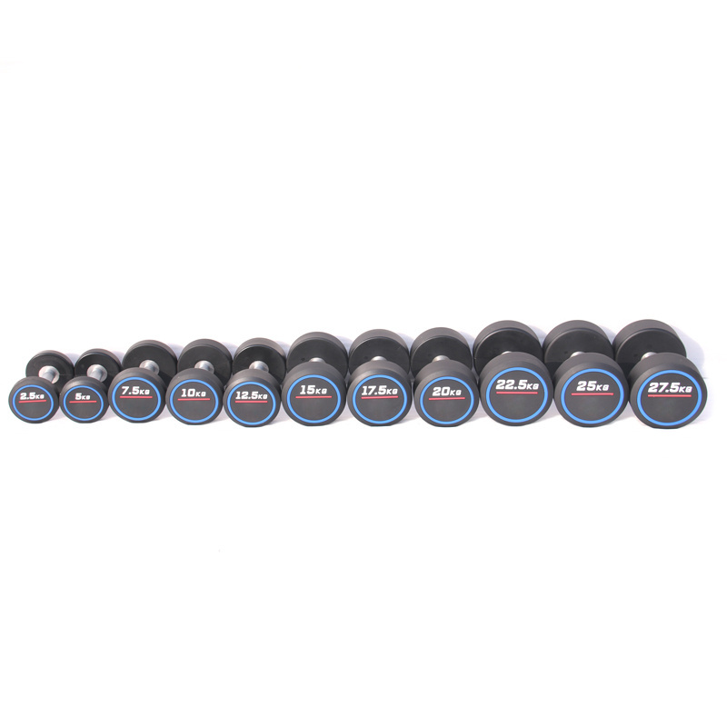 Wholesale Factory Price Fitness Equipment Handle Coated Round Head Commercial Gym Urethane Dumbbell