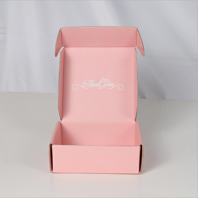 Custom recycled shipping box logo printed pink luxury corrugated folding kraft paper packaging clothing storage Box