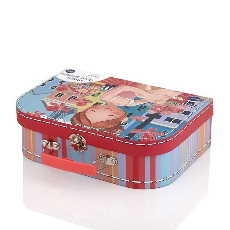 High quality key storage lock suitcase box red kids girl cute suitcase gift box