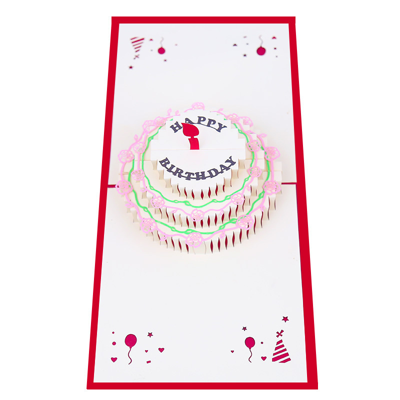 Factory Direct Sell Handmade Laser Cut 3D Printing Pop Up Paper Happy Birthday Greeting Card