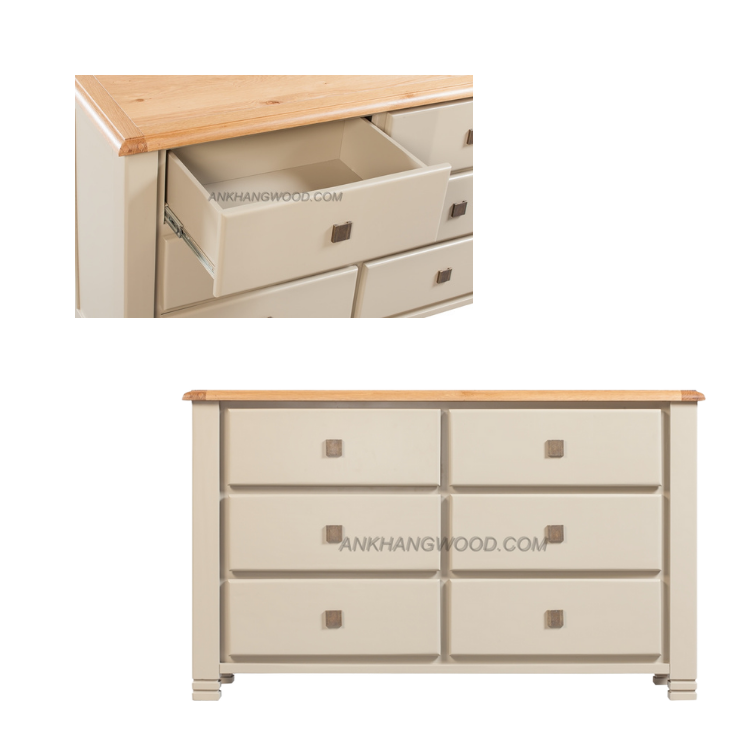 Best Seller Legacy Dresser 6 Drawers Solid Wood Pine Solid Wood Furniture For Bedroom Custom Design Carton Packaging