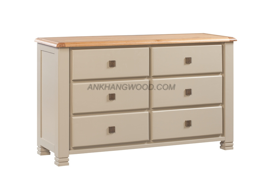 Best Seller Legacy Dresser 6 Drawers Solid Wood Pine Solid Wood Furniture For Bedroom Custom Design Carton Packaging