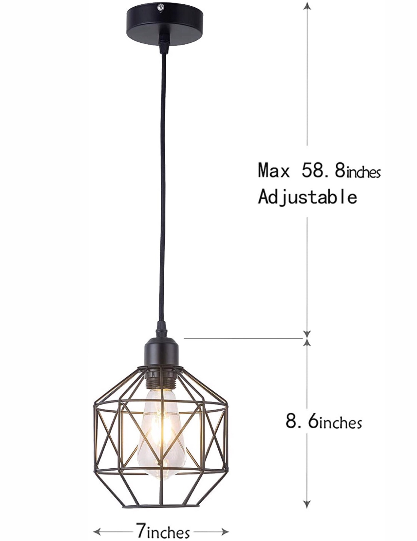 Retro Style,Vintage Loft Design,Black Basket Cage Hanging Ceiling Lamp,Industrial Lighting