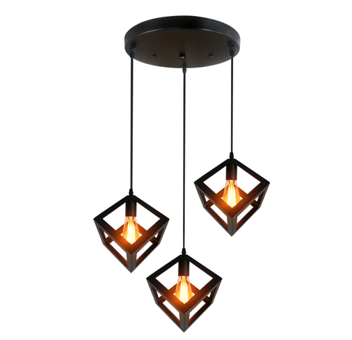 Industry Cafe Bar vintage cube suspended lamp fixture e27 black retro pendant light