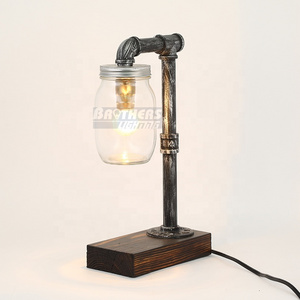 Industrial vintage desk lamp pipe table lamp industrial lighting loft table lamp with glass bottle