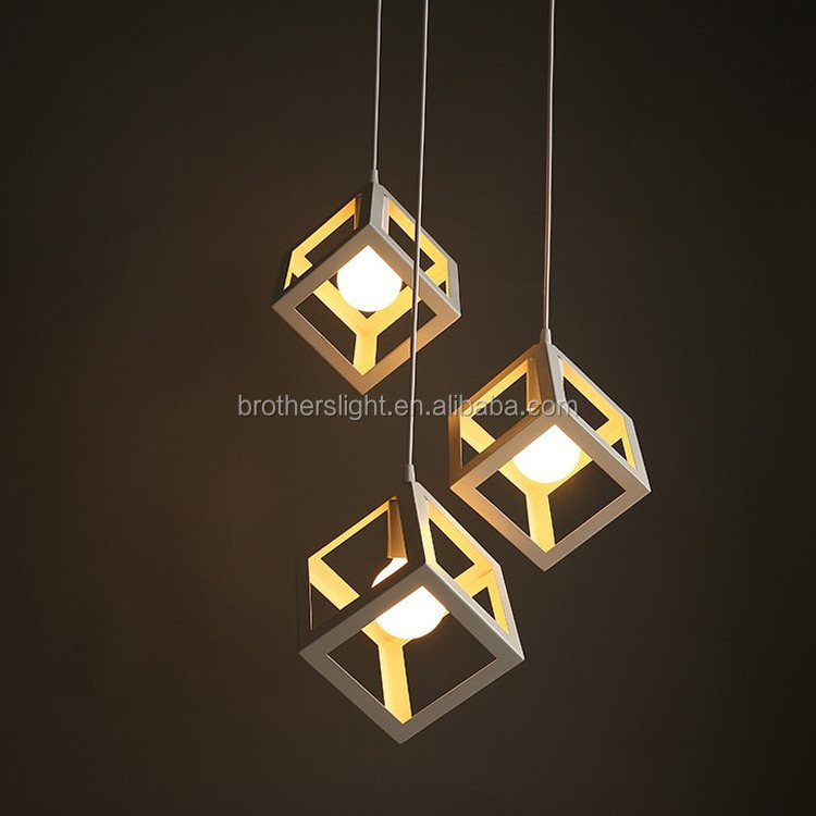 Industry Cafe Bar vintage cube suspended lamp fixture e27 black retro pendant light