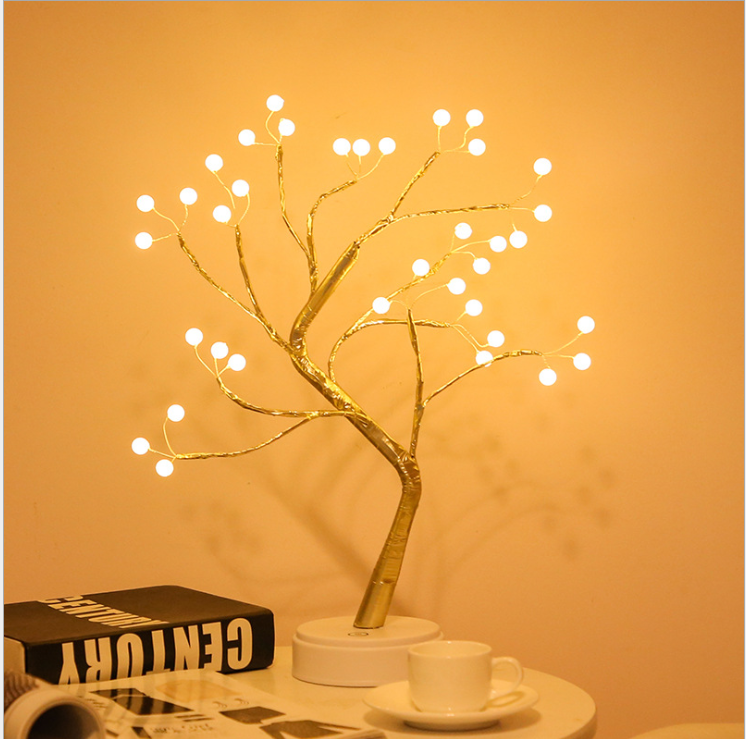 Battery USB 36 Pearl Indoor Night Light Holiday Lighting Tabletop LED Tree Lamp Led Shimmer Tree Light