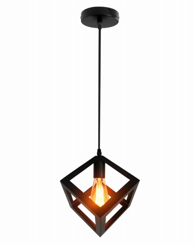 Industry Cafe Bar vintage cube suspended lamp fixture e27 black retro pendant light