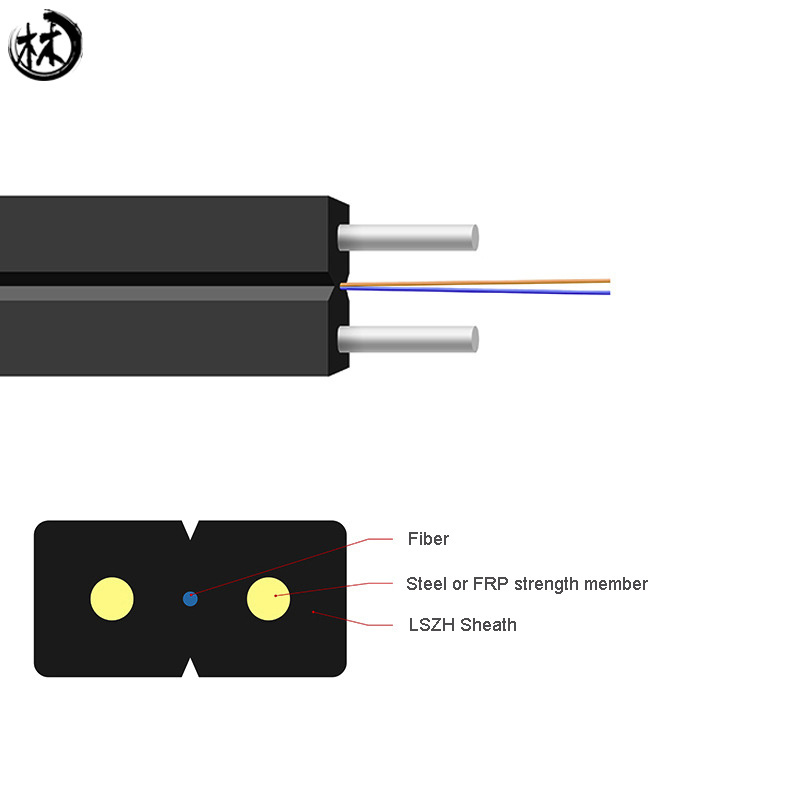 2 Core Single mode Fiber Optic Cable FRP/Steel Wire FTTH Drop Outdoor Drop cable in roll