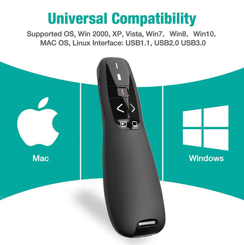 2.4G Wireless Laser Presenter USB Remote Control Mouse RF Wireless Laser page turning pen Red Laser Pointer PPT Presentat