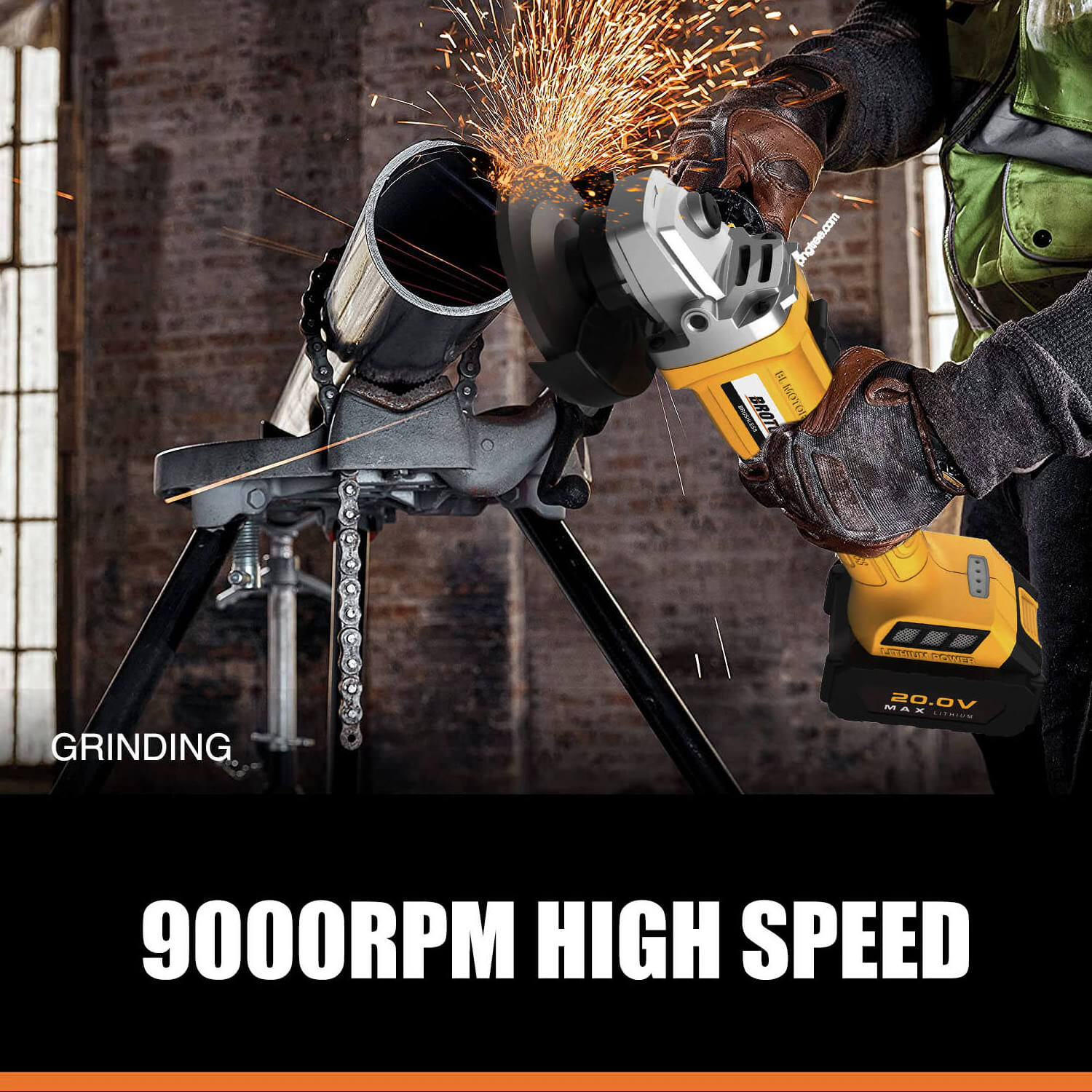 100mm Cordless Powered Angle Grinder Machine Charging 20V Battery Grinder Less Brushless Heavy Duty Angle Grinder