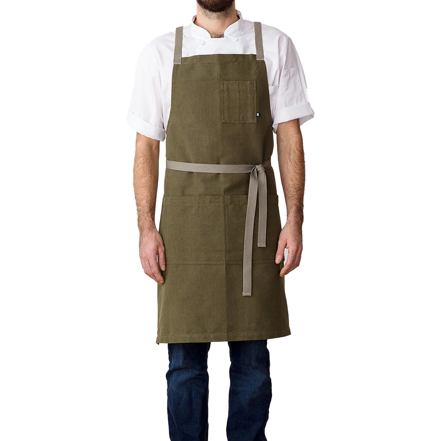 Adjustable OEM Custom Printed Aprons High Quality Knitted Canvas Cotton Apron Oil Water Protective Kitchen Chef Apron From BD