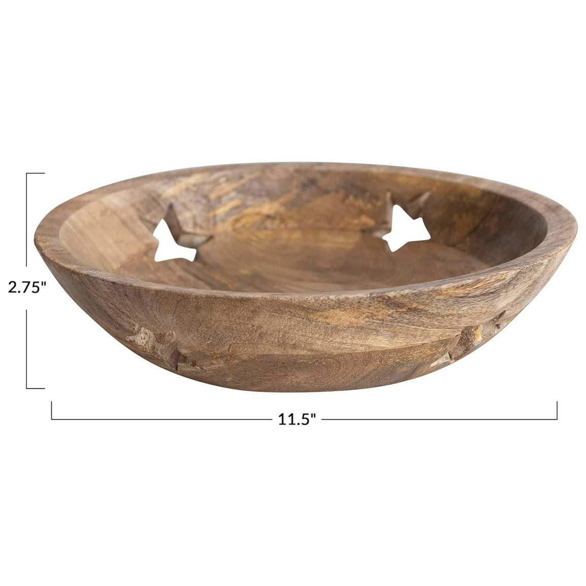 Wholesale Supply Mango Wood Bowl Custom Designs Star Cutout Bowl for Serving and Decor Use Wooden Bowls Direct Factory Supply