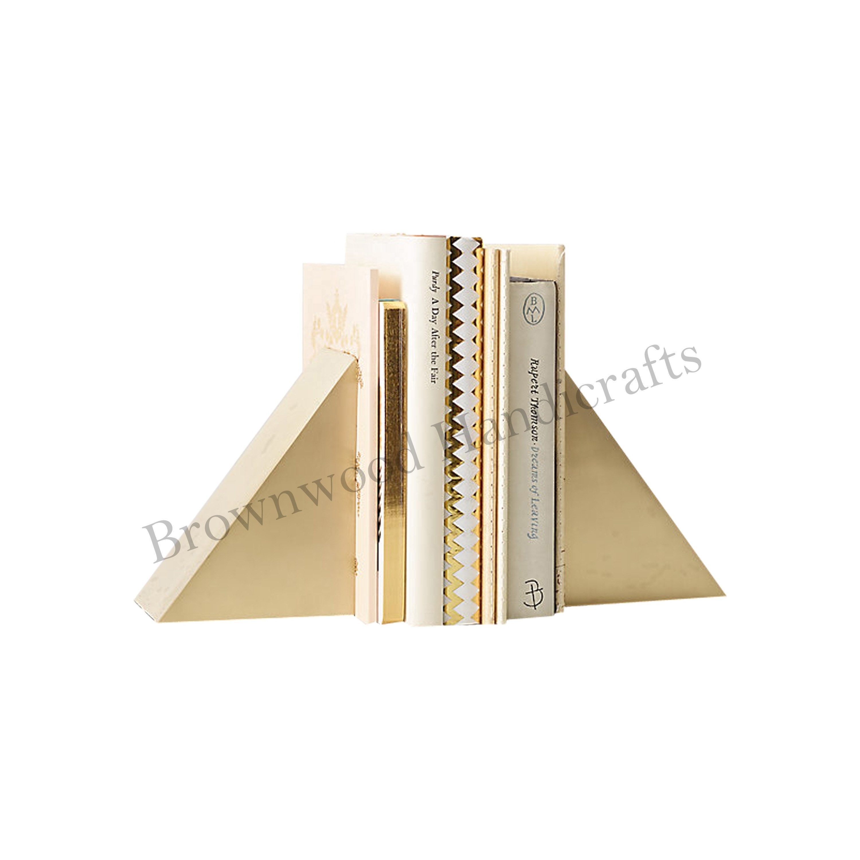 Customized Wooden Handmade 3D Triangle Shape Wooden Book Holder Wood Carved Books Organizer for Office at Wholesale Price