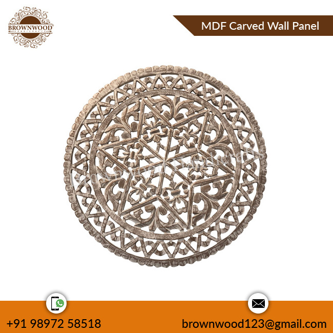 Interior Decoration MDF Wood Carved Wall Hanging Panel Luxury MDF Carved Round Shape Decorative Wall Panel at Compitative Price