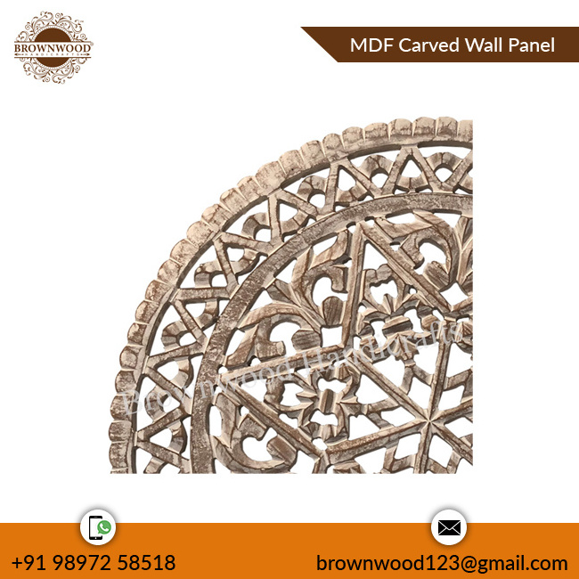 Interior Decoration MDF Wood Carved Wall Hanging Panel Luxury MDF Carved Round Shape Decorative Wall Panel at Compitative Price