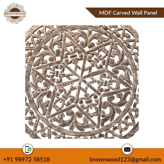 Interior Decoration MDF Wood Carved Wall Hanging Panel Luxury MDF Carved Round Shape Decorative Wall Panel at Compitative Price