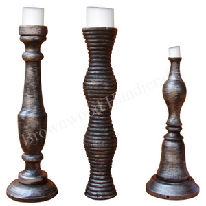 Handcrafted Solid Mango Wood Candle Holder Set of 3 Natural Beauty Perfect for Adding Warmth and Ambiance to Your Home