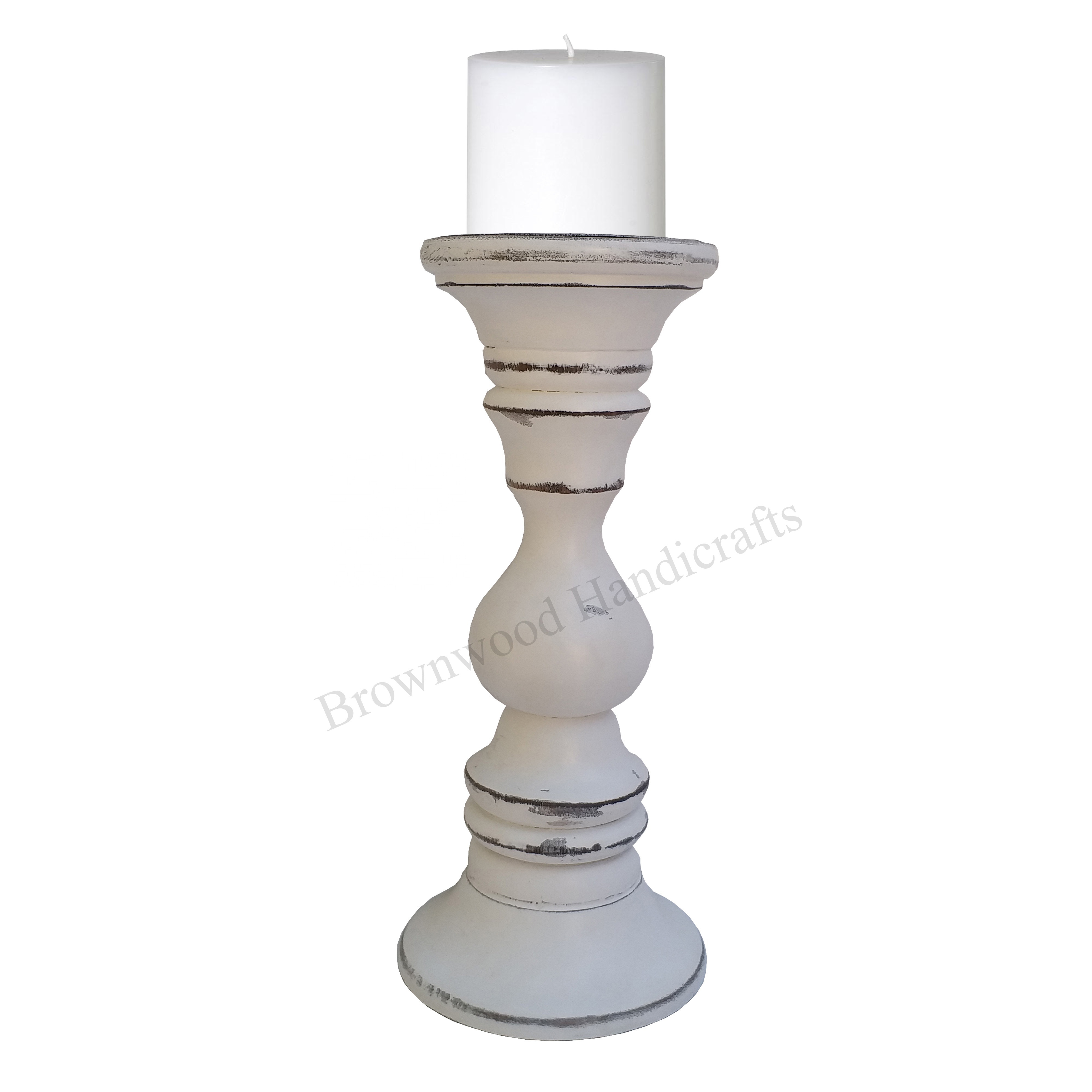 New Arrival Solid Mango Wood Large Size Candle Holder For Christmas Decoration & Wedding Decoration Wooden Candle Pillar